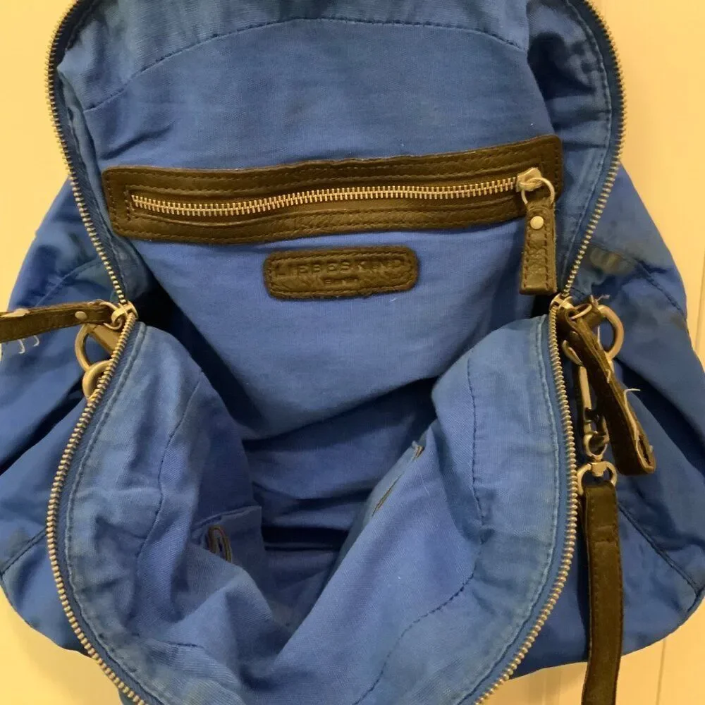 Liebeskind Blue Nylon Handbag With Detachable Leather Strap & Dual Handles
